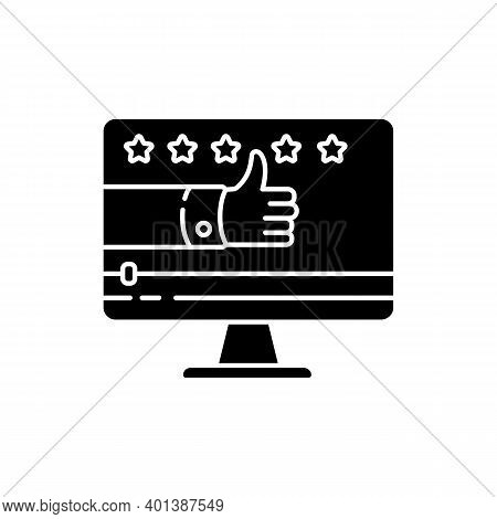 Testimonial Video Black Glyph Icon. Product Review. Digital Marketing Content. Goods Commentary. Pur