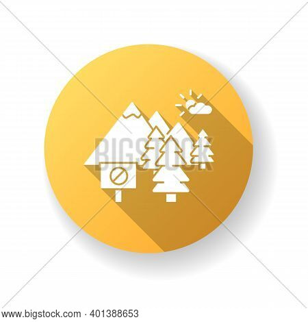 National Park Yellow Flat Design Long Shadow Glyph Icon. Nature Preservation. Environmental Protecti