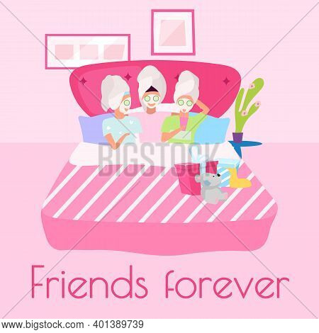 Friends Forever Social Media Post Mockup. Spa Sleepover Party. Beauty Time. Advertising Web Banner D