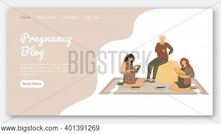 Pregnancy Blog Landing Page Vector Template. Club Of Young Mothers Website Interface Idea With Flat 