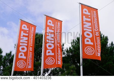 Bordeaux , Aquitaine  France - 12 25 2020 : Point P Brand Logo And Text Sign On Flag Front Of Decora