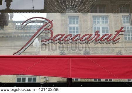 Bordeaux , Aquitaine  France - 12 25 2020 : Baccarat Text Brand And Logo Sign On Windows Boutique Fr