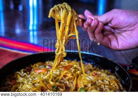 Picture Of Homemade Noddles , It Look Delicious And Spicy.