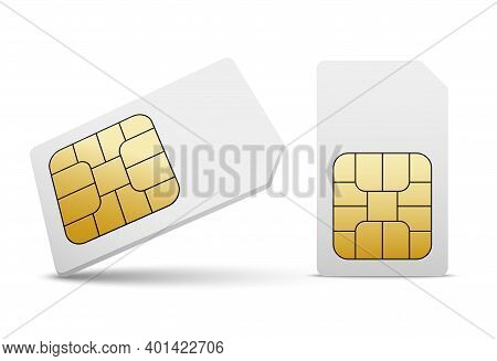 Sim Card Vector Mobile Phone Icon Chip. Simcard Isolated 3d Design Gsm