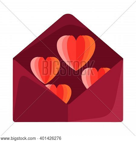 Folded Paper Love Symbol Emerged From The Deep Red Envelope