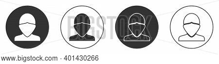 Black Vandal Icon Isolated On White Background. Circle Button. Vector