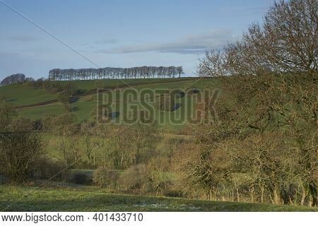 Winter In The Woolley Valley, An Area Of Outstanding Natural Beauty In The Cotswolds On The Outskirt