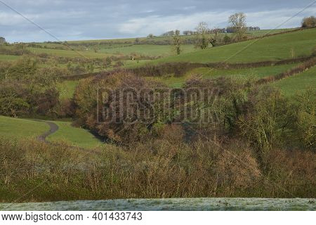 Winter In The Woolley Valley, An Area Of Outstanding Natural Beauty In The Cotswolds On The Outskirt