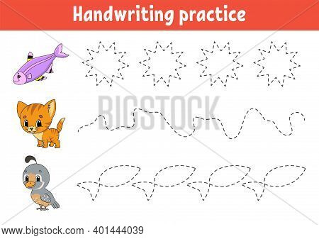 Handwriting Pactice. Education Developing Worksheet. Activity Page. Color Game For Children. Isolate