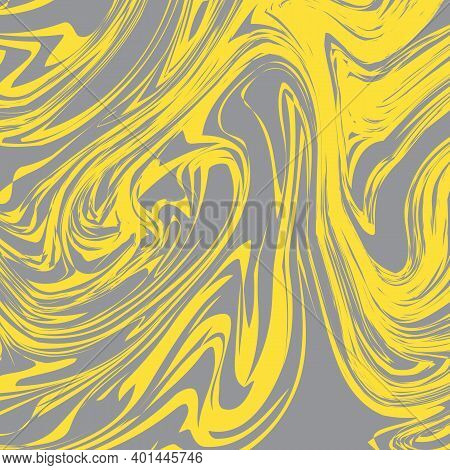 Trendy Colors Of 2021 Year Ultimate Gray And Illuminating Yellow Marble Texture Background. Liquid E
