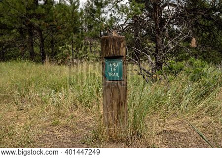 End Of Trail On Post In Wind Cave National Park