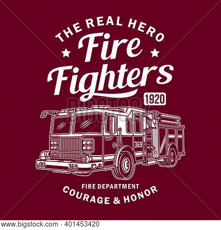 Vintage Fire Truck Vector Graphic, Fire Truck Graphic T-shirt