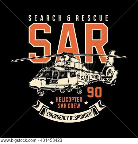Search And Rescue Helicopter Vector Graphic, Rescue Helicopter Graphic T-shirt