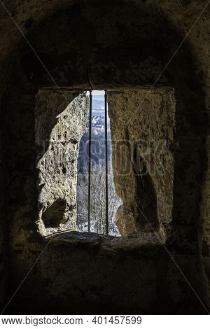 Arrow Hole In The Big Walls Of The Castle
