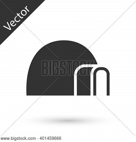 Grey Igloo Ice House Icon Isolated On White Background. Snow Home, Eskimo Dome-shaped Hut Winter She