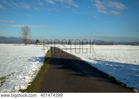 Winter Landscape Scenery In Ruggell In Liechtenstein 17.12.2020