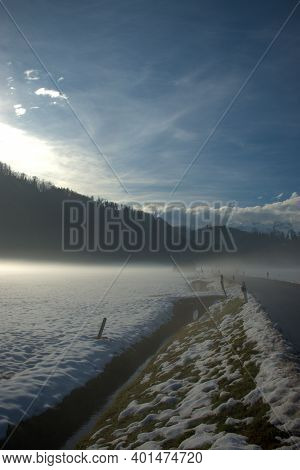 Winter Landscape Scenery In Ruggell In Liechtenstein 17.12.2020