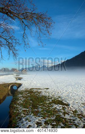 Winter Landscape Scenery In Ruggell In Liechtenstein 17.12.2020