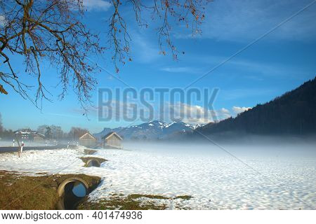 Winter Landscape Scenery In Ruggell In Liechtenstein 17.12.2020