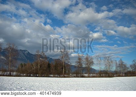 Winter Landscape Scenery In Ruggell In Liechtenstein 17.12.2020
