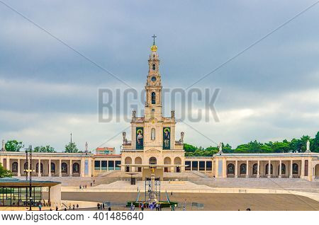 Fatima, Portugal, June 22, 2017: Sanctuary Of Our Lady Of Fatima With Basilica Of Our Lady Of The Ro