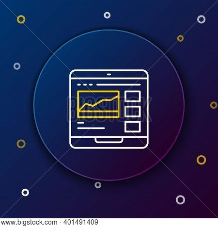 Line Trading Courses Icon Isolated On Blue Background. Distance Learning Finance Management, Buying 