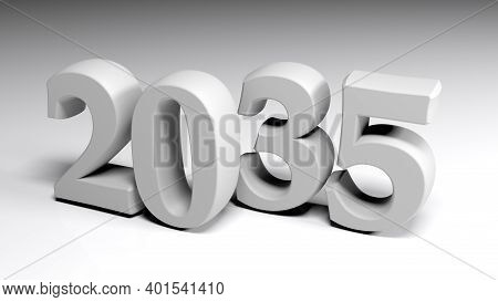 2035 Gray Write On Gray Background - 3d Rendering Illustration