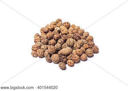 Alpinia Hainanensis K Schum Seeds Fruits Heap Close-up View On White Background