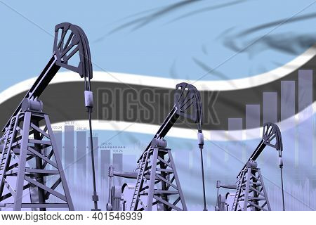 Botswana Oil And Petrol Industry Concept, Industrial Illustration On Botswana Flag Background. 3d Il