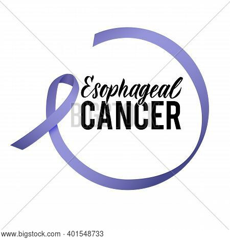 Vector Esophageal Cancer Awareness Calligraphy Poster Design. Stroke Violet Ribbon. April Is Cancer 