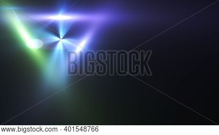 Digital Lens Flareon Black Background.triangle Light Flare Effect.ray Glowing On Spcae.