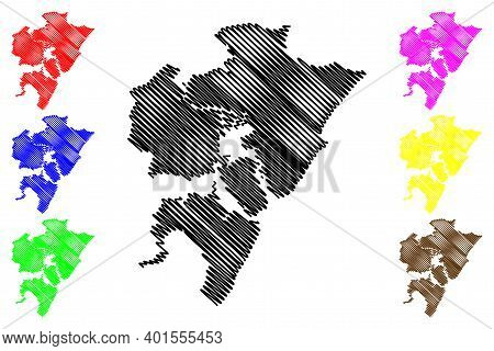 Mombasa County And City (republic Of Kenya, Coast Province) Map Vector Illustration, Scribble Sketch