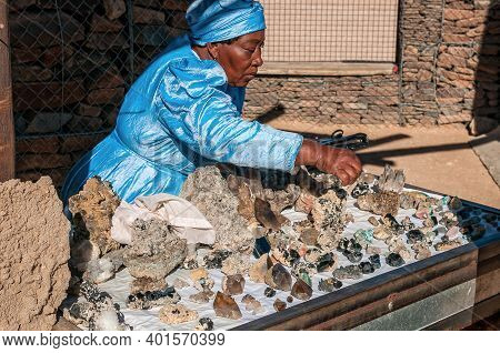 Spitzkoppe, Namibia - June 18, 2012: Crystals And Other Semi-precious Stones At The Uibi-oas Crystal