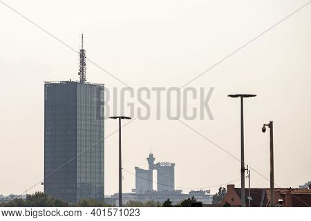 Belgrade, Serbia - August 21, 2018: Skyline And Panorama New Belgrade (novi Beograd) At Sunset, With