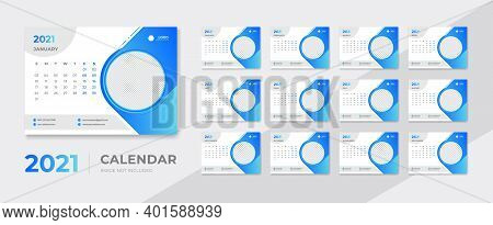 Modern Desk Calendar 2021 Simple Design Template Vector