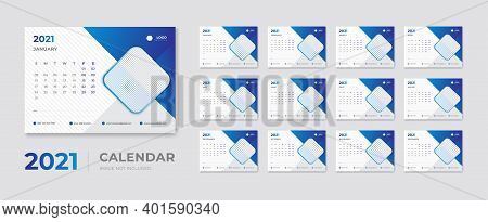 Modern Desk Calendar 2021 Simple Design Template Vector