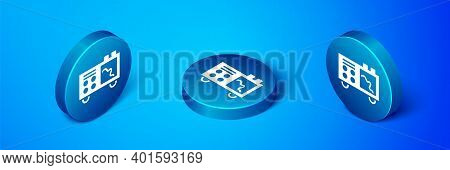 Isometric Spectrometer Icon Isolated On Blue Background. Blue Circle Button. Vector