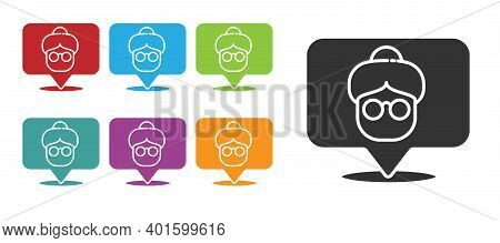 Black Nursing Home Building Icon Isolated On White Background. Health Care For Old And Sick People. 