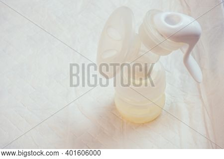 Manual Breast Pump, Mothers Breast Milk Giving Healthy Food For Newborn Baby