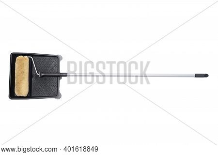 Paint Roller And Painting Cuvette Isolated On The White Background.