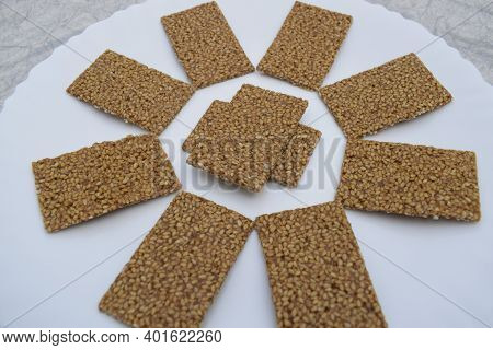 Til Sakri Or Tilgul An Indian Traditional Popular Sweet Made Out Of Sesame Seeds And Jaggery Melted 