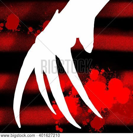 Background Patern Red And Black Stripes. Krueger Hand And Red Color Strokes. Wallpaper Halloween