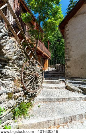 Small Medieval Village Venosc In French Alps In Summer, Ecrins Mountain Range, Isere, France