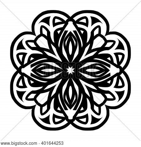 Abstract Symmetric Symbol.geometric Circle Element For Design.outline Mandala.