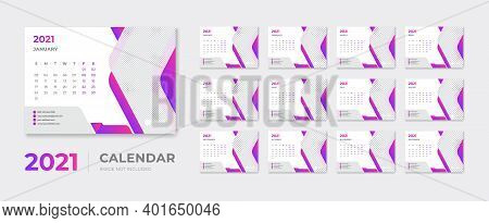 Creative Modern Desk Calendar 2021 Design Template Vector