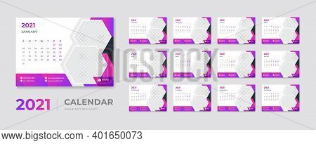 Creative Modern Desk Calendar 2021 Design Template Vector