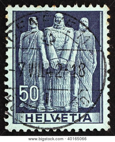 Postage Stamp Switzerland 1941 The Three Swiss, Oath On Rutli Mo