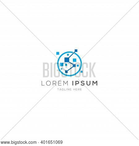 Minimalist Data Electronic Technology Logo Design	Template Vector