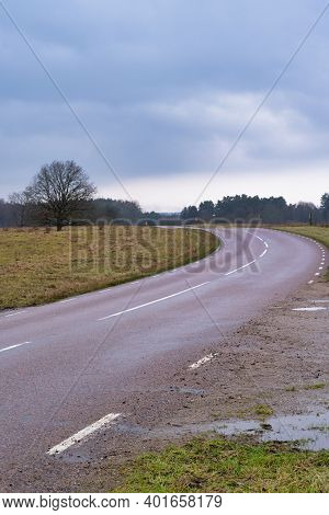 A Road At A Moor. Picture From Revingehed, Scania County, Sweden
