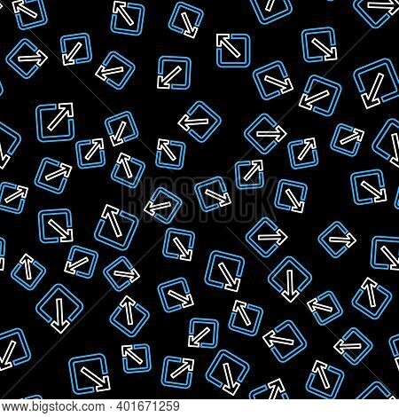 Line Open In New Window Icon Isolated Seamless Pattern On Black Background. Open Another Tab Button 